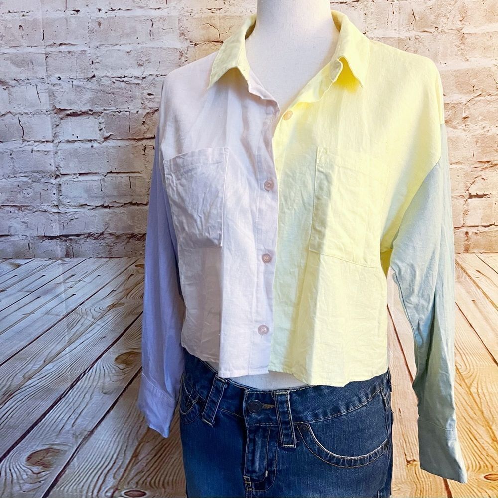 Very j colorblock cropped shirt